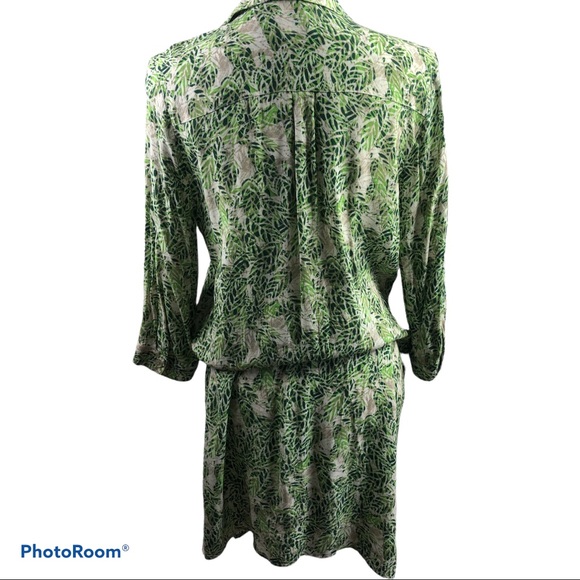 Cabi Green Leaf Faux Wrap Dress Mini Small - Picture 6 of 10